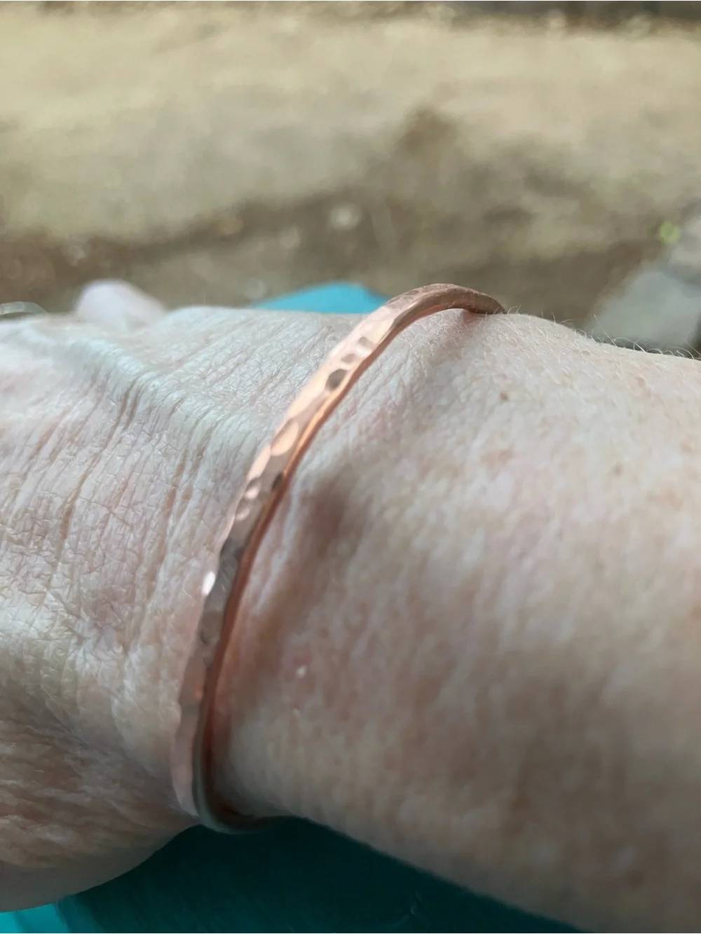Hammered Hand crafted Copper Bangle Bracelet - Women's Jewelry